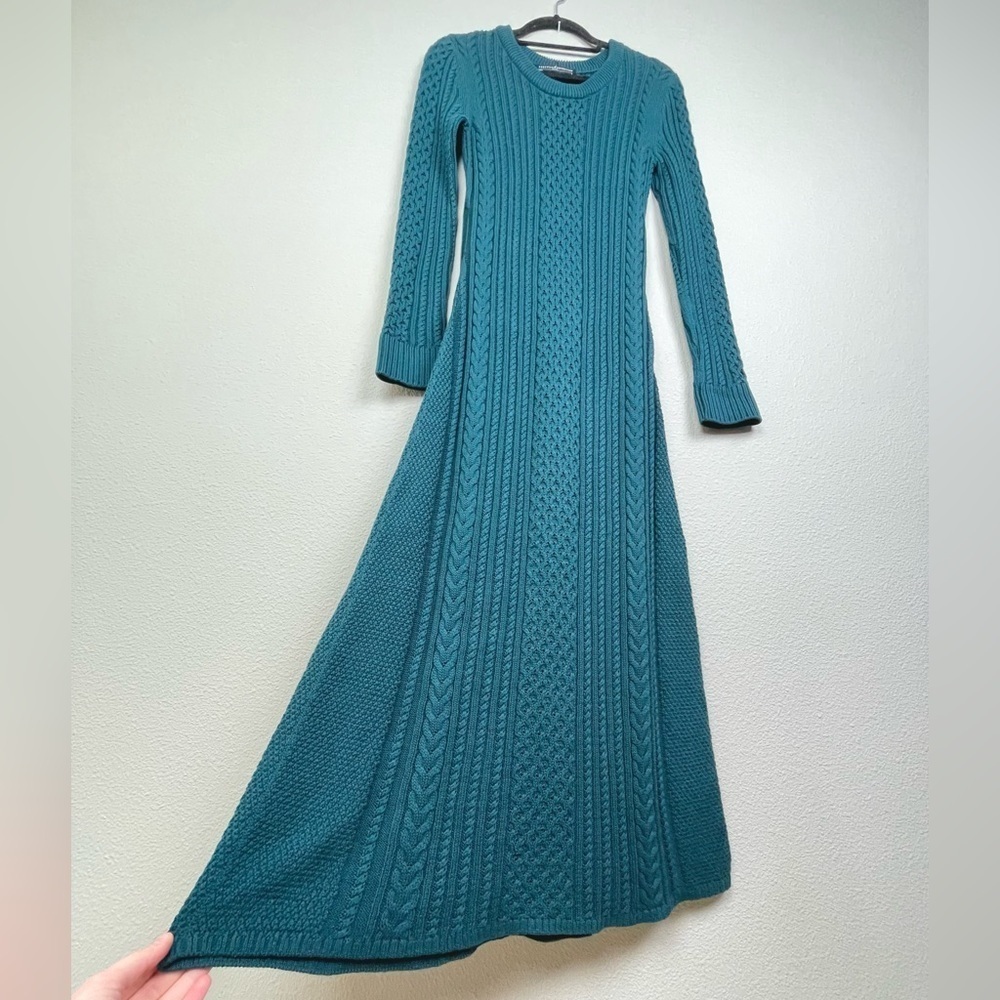 Peruvian Connection Women's Small Marina Dress in Mallard Knit Maxi Long Sleeve - Picture 10 of 16